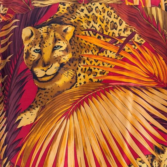 Vintage 100% Silk Jungle Leopard Print Camp Shirt Women’s 10 - Picture 5 of 6